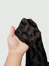 Women Halloween PUNK Mesh & Flocked Bat Off Shoulder Ruffle See-Through T-Shirt